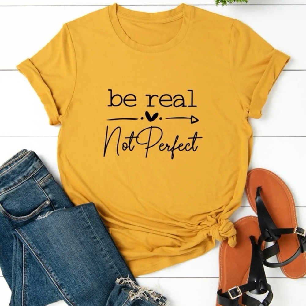 Shein Plus Heart & Slogan Graphic Tee Size 1XL/14 Mustard Yellow